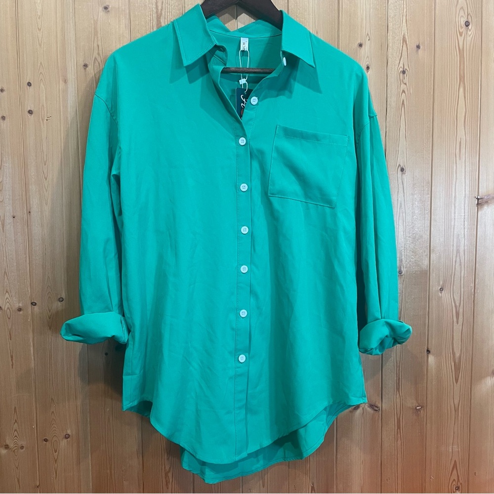 Green Button Up Blouse